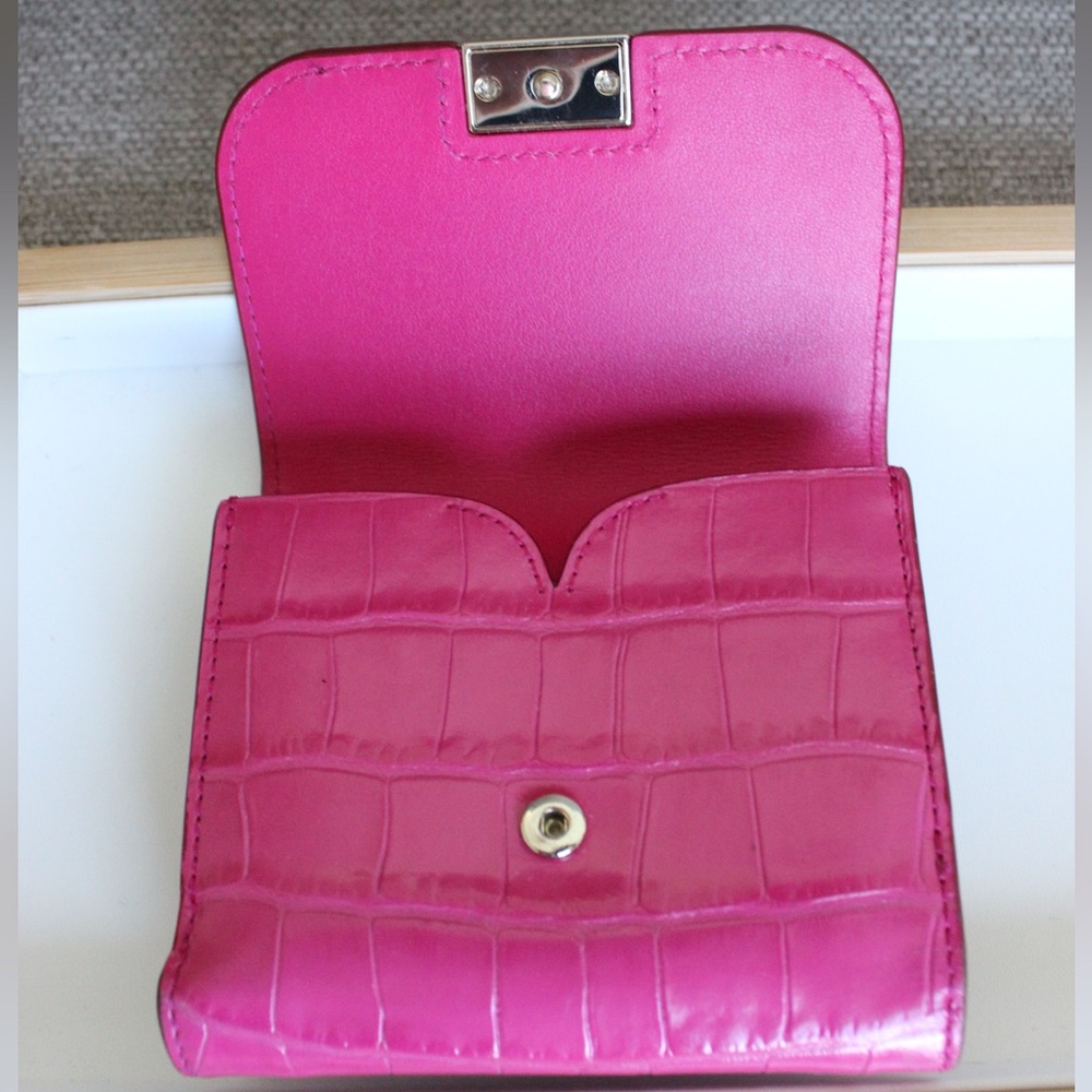 Kate Spade Croc-Embossed Leather Bifold Wallet in Pink - Picture 4 of 8